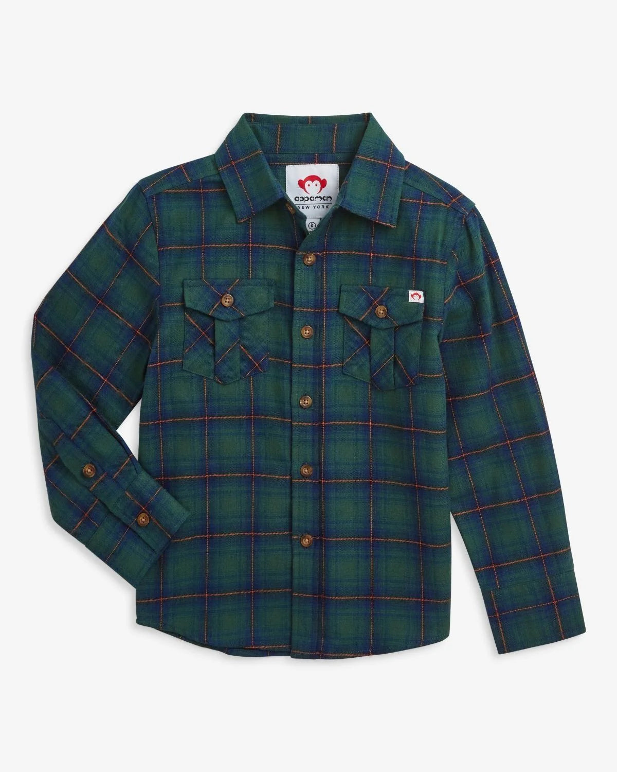 Green plaid shirt with button details 