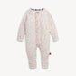 Baby onesie with a floral pattern on a white background