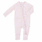 Peter Pan Collar Ruffle Zipper Footie // Rosy Gingham