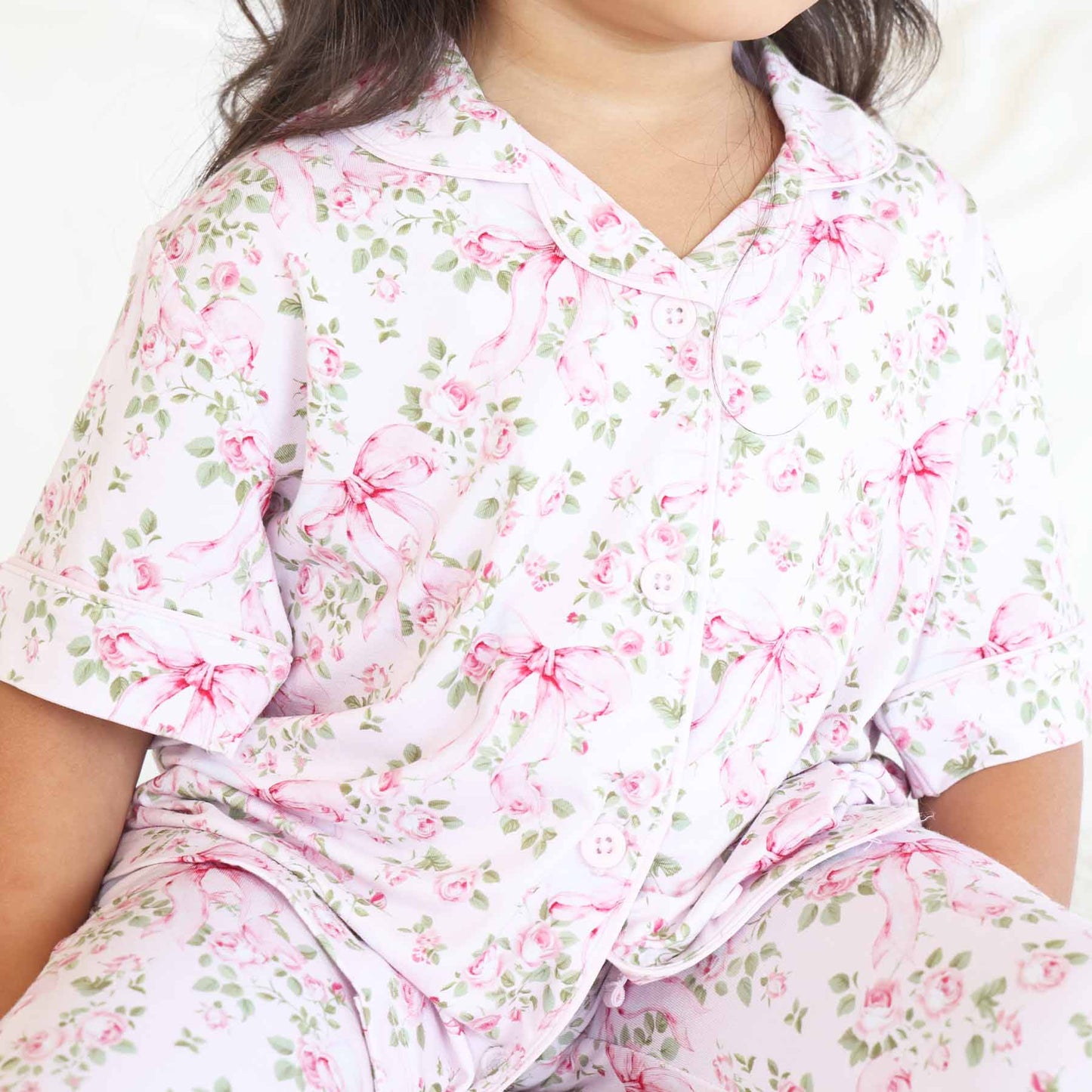 Girl's Two Piece Flare Lounge Set | Bows in Bloom