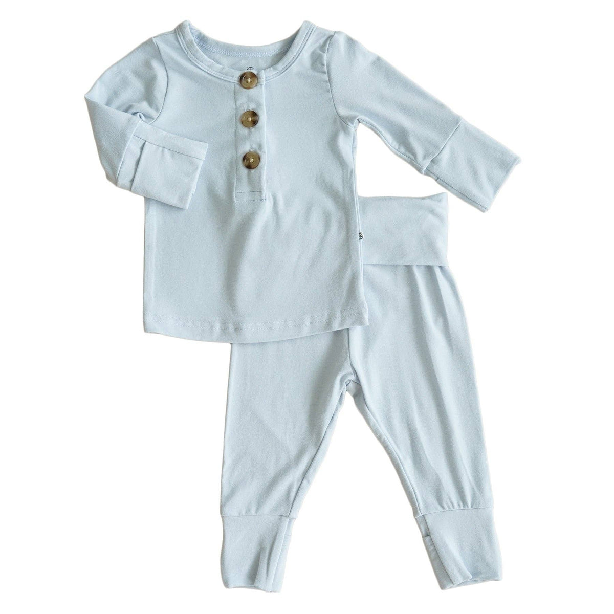 Two-Piece Bamboo Button Top & Bottom // Ice Blue