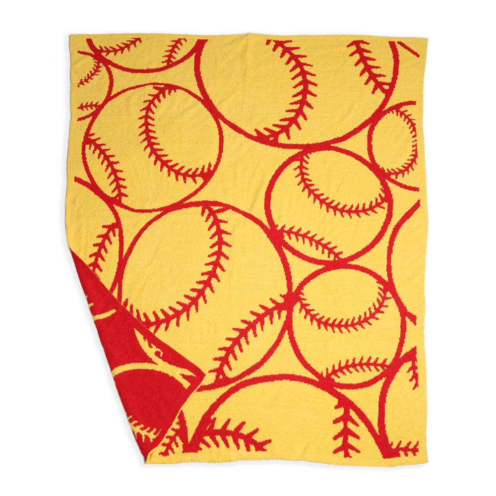 Reversible Baseball Patterned Throw Blanket