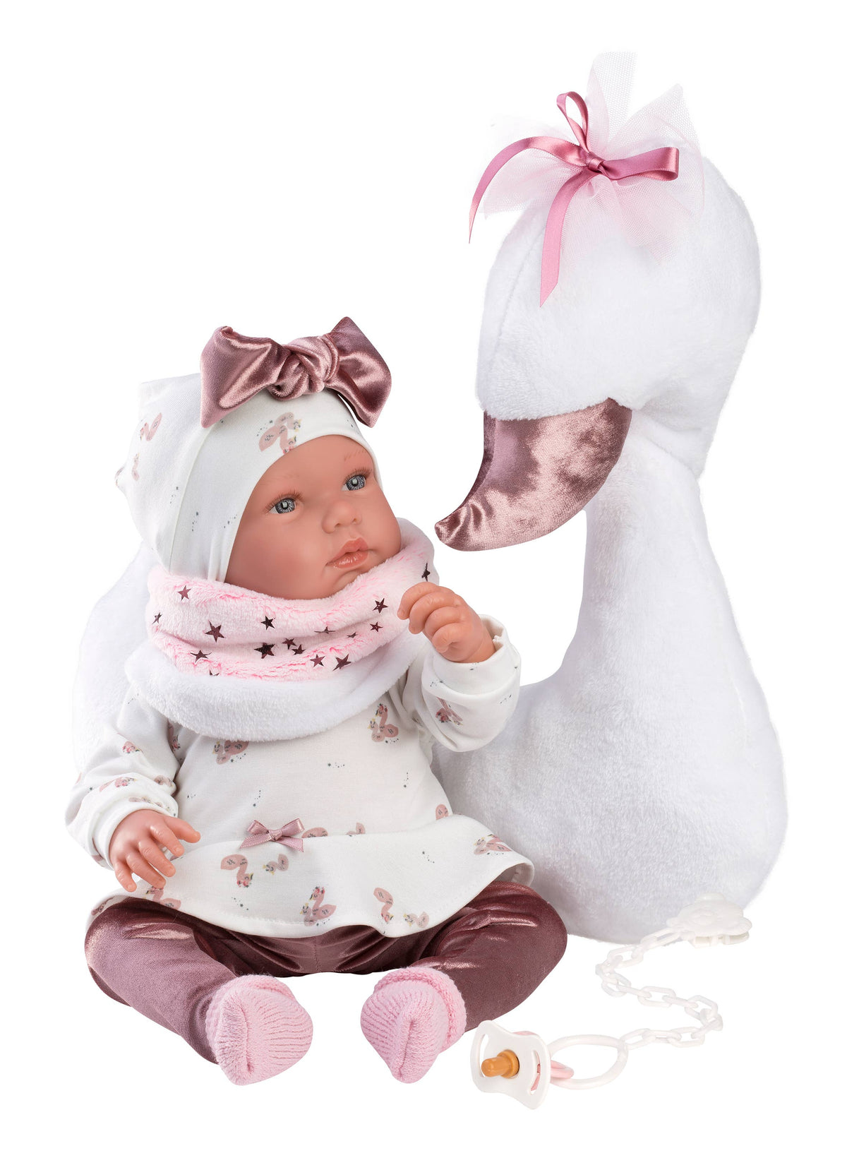 Newborn Doll Celeste with Swan Cushion (17.3")