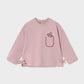  decorative embroidered pocket on the left chest with a pink beaded outline and a small floral motif