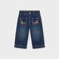 Denim Wide Leg Embroidered Pants // 2554-37
