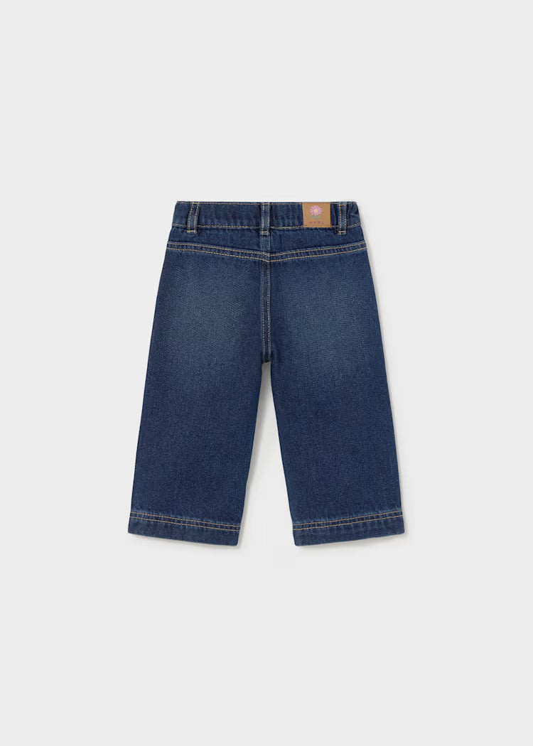 Denim Wide Leg Embroidered Pants // 2554-37