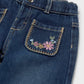 Denim Wide Leg Embroidered Pants // 2554-37