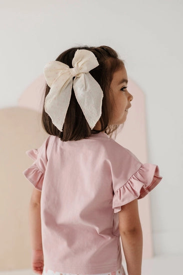 Spring Mauve Ruffle Top & Floral Skort