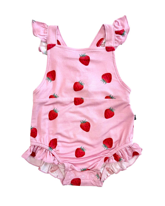 Pink Bubble Romper with Strawberries