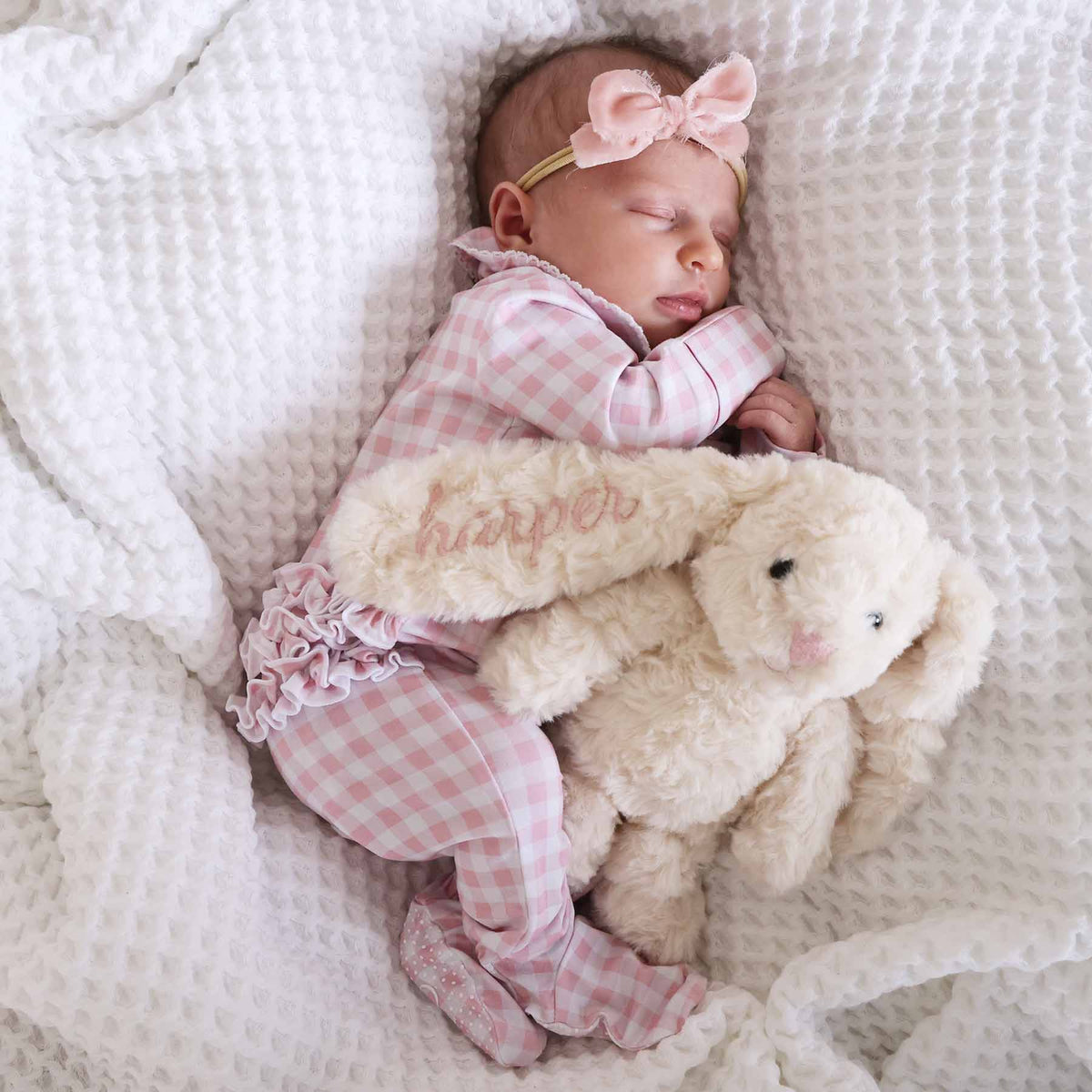 Peter Pan Collar Ruffle Zipper Footie // Rosy Gingham