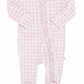 Peter Pan Collar Ruffle Zipper Footie | Rosy Gingham