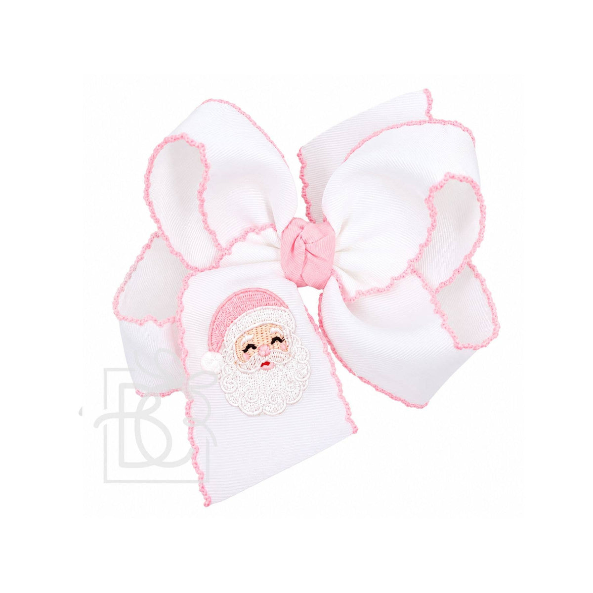 EMBROIDERED SANTA CROCHET EDGE BOWS