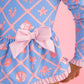 Girls Tropical Trellis Long Sleeve One Piece Bow Peplum Rash Guard Swimsuit