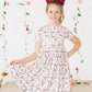 short-sleeved floral twirl dress with a cactus pattern