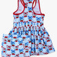 Girls Berries & Bows Pleated Skirt Active Dress & Bike Short Set