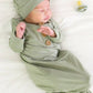 Bamboo Baby Knot Gown & Hat // Solid Moss