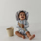 Aqua Grey Stripe Sun Hat