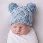 Newborn Baby Aran Chambray Double Pom Pom Beanie