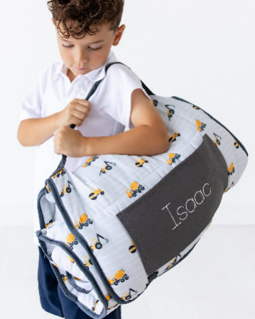 Boys Nap Mat - Construction On Grey