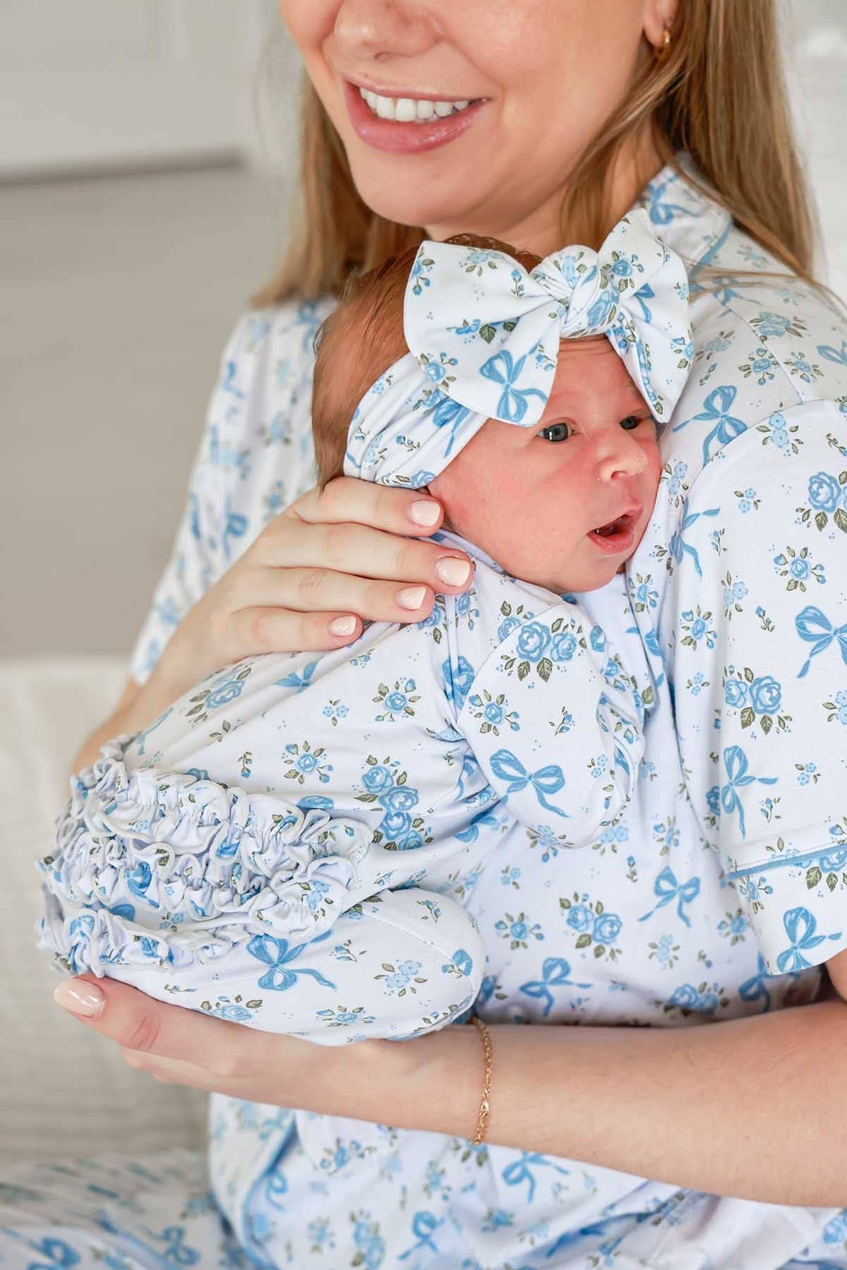 Ruffle Zipper Bamboo Footie | Tied In Blooms