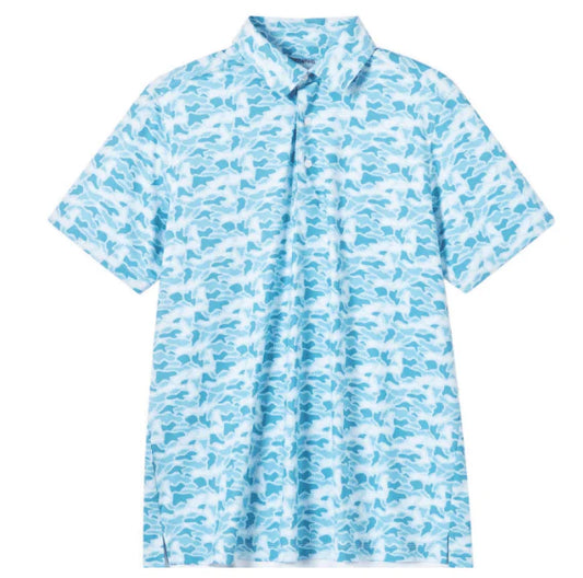 Blue and white patterned Camo shirt 