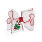 Christmas-themed hair bow with candy cane and green bow design