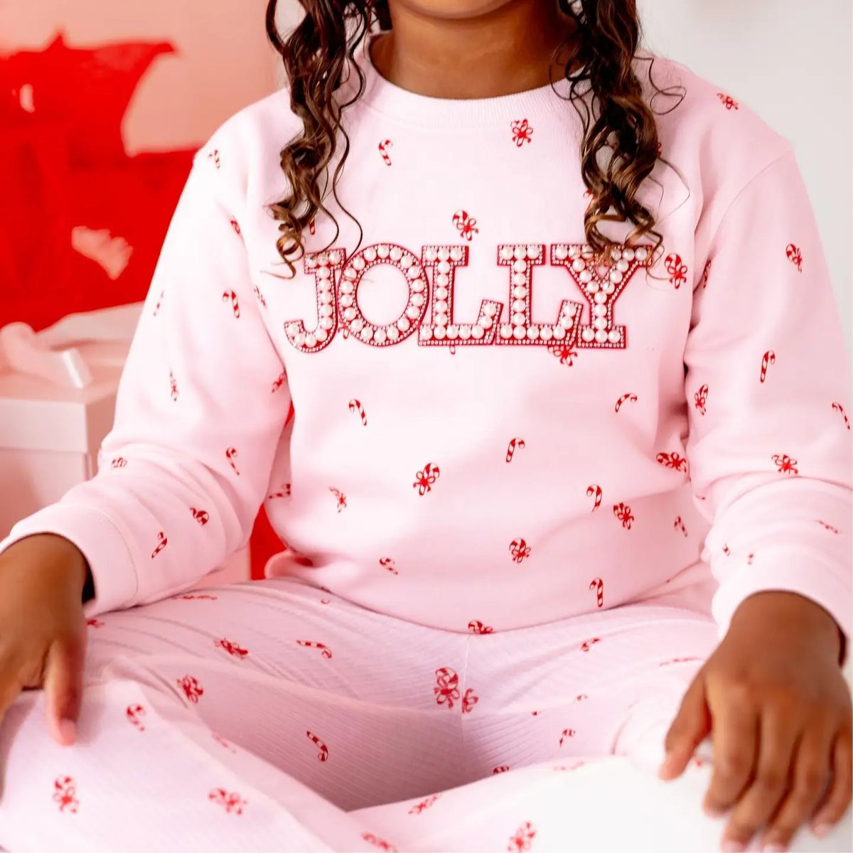 Jolly Pearl Candy Cane Sweatshirt