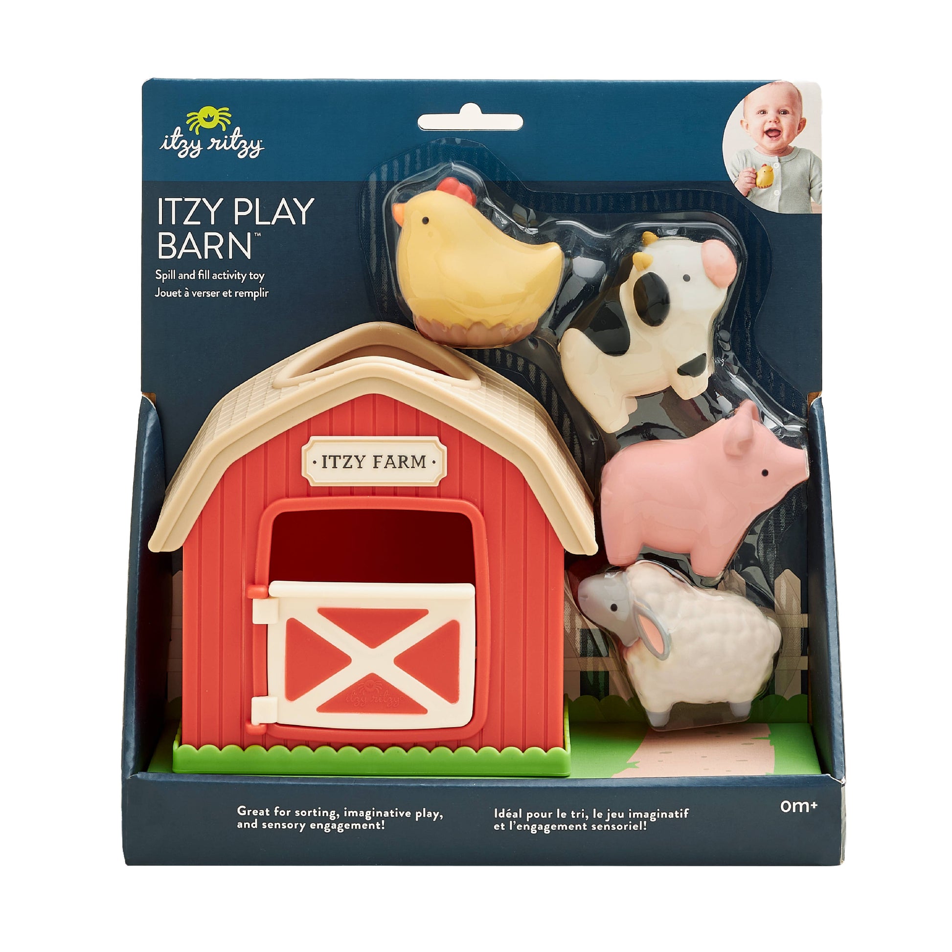 Itzy Play Barn toy set with farm animals in packaging
