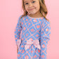 Girls Tropical Trellis Long Sleeve One Piece Bow Peplum Rash Guard Swimsuit