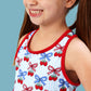 Girls Berries & Bows Pleated Skirt Active Dress & Bike Short Set