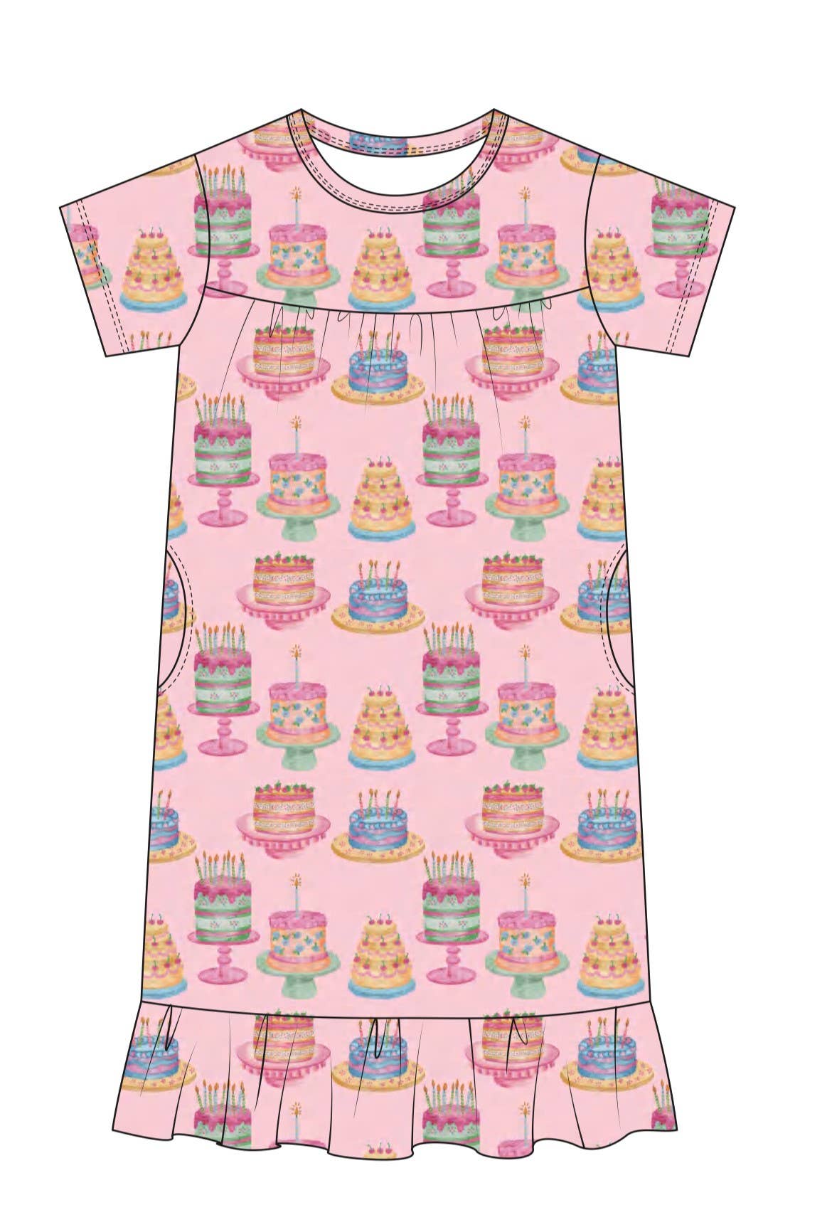 Birthday Cake Short Sleeve Lounger Gown