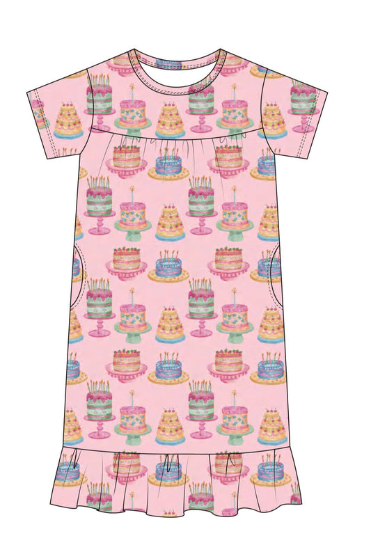 Birthday Cake Short Sleeve Lounger Gown