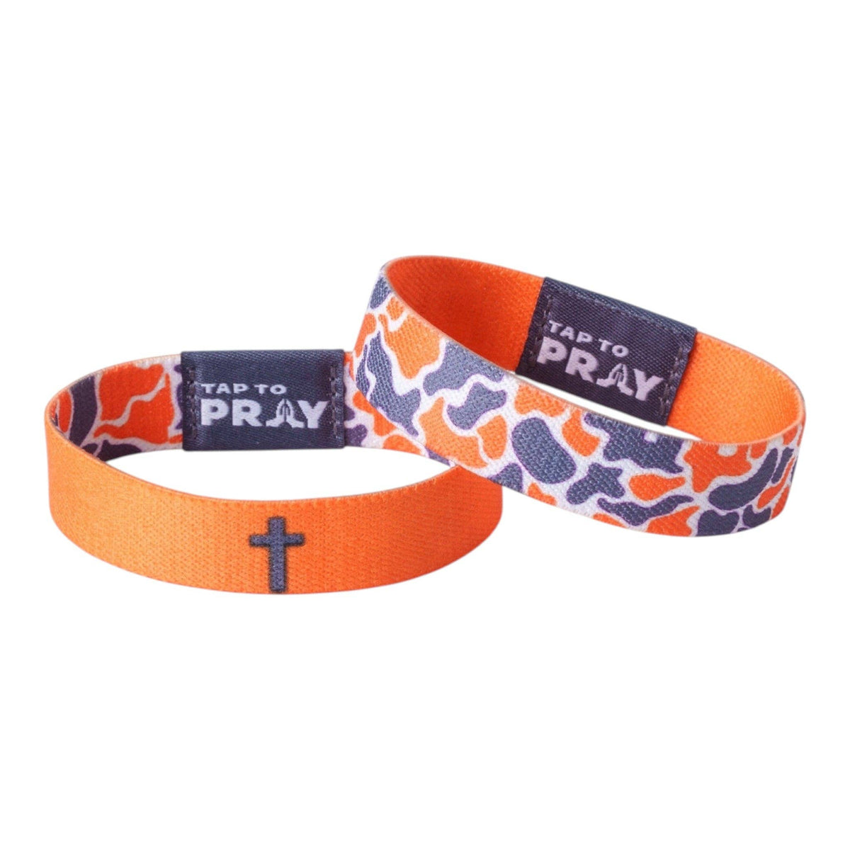 Tap To Pray® Wristband // Team Camo - Orange & Grey