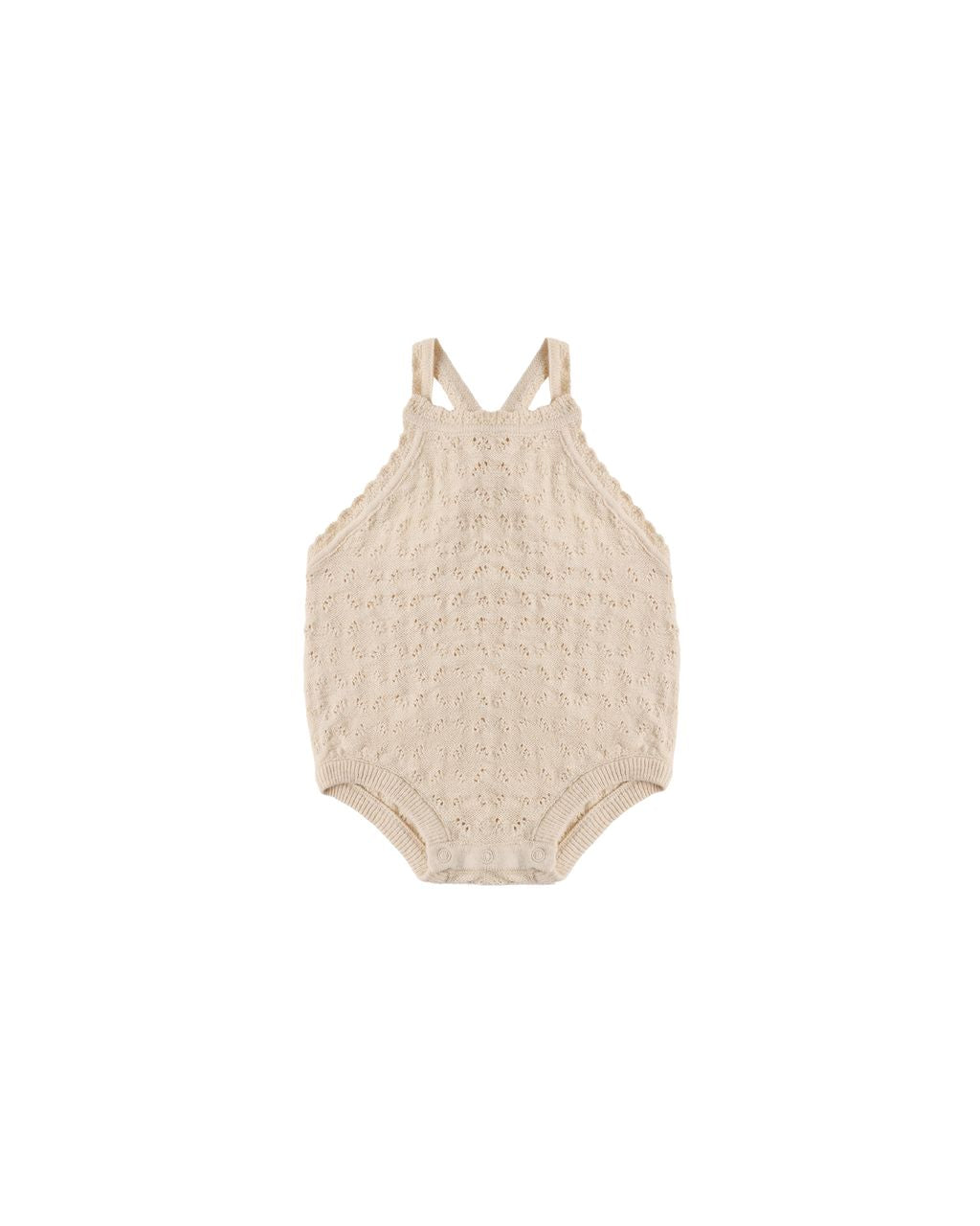 Ivory Knit Romper with Pointelle Detail