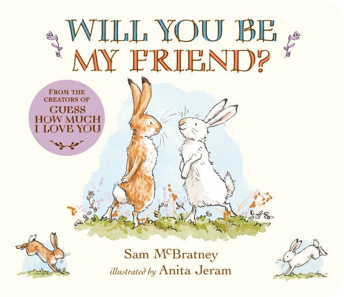 Book cover of 'Will You Be My Friend?' with two rabbits 