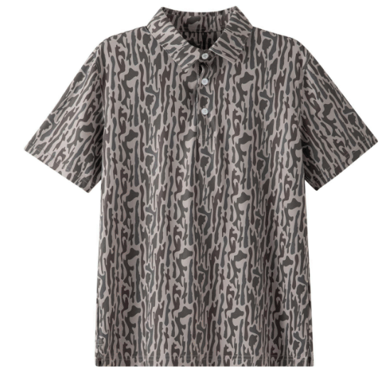 Short-sleeve shirt with a pattern on a white background