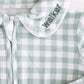 Peter Pan Collar Zipper Footie | Moss Gingham