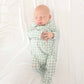 Peter Pan Collar Zipper Footie // Moss Gingham