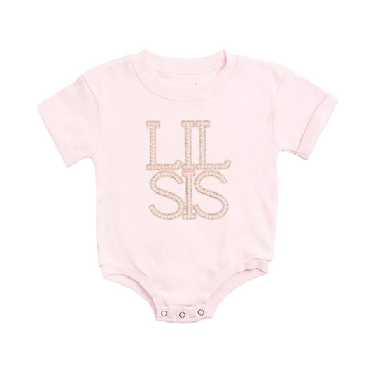 Lil Sis Pearl Patch Short Sleeve Romper - Family Fun