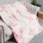 Pink Ribbons / Bows Reversible Throw Blanket