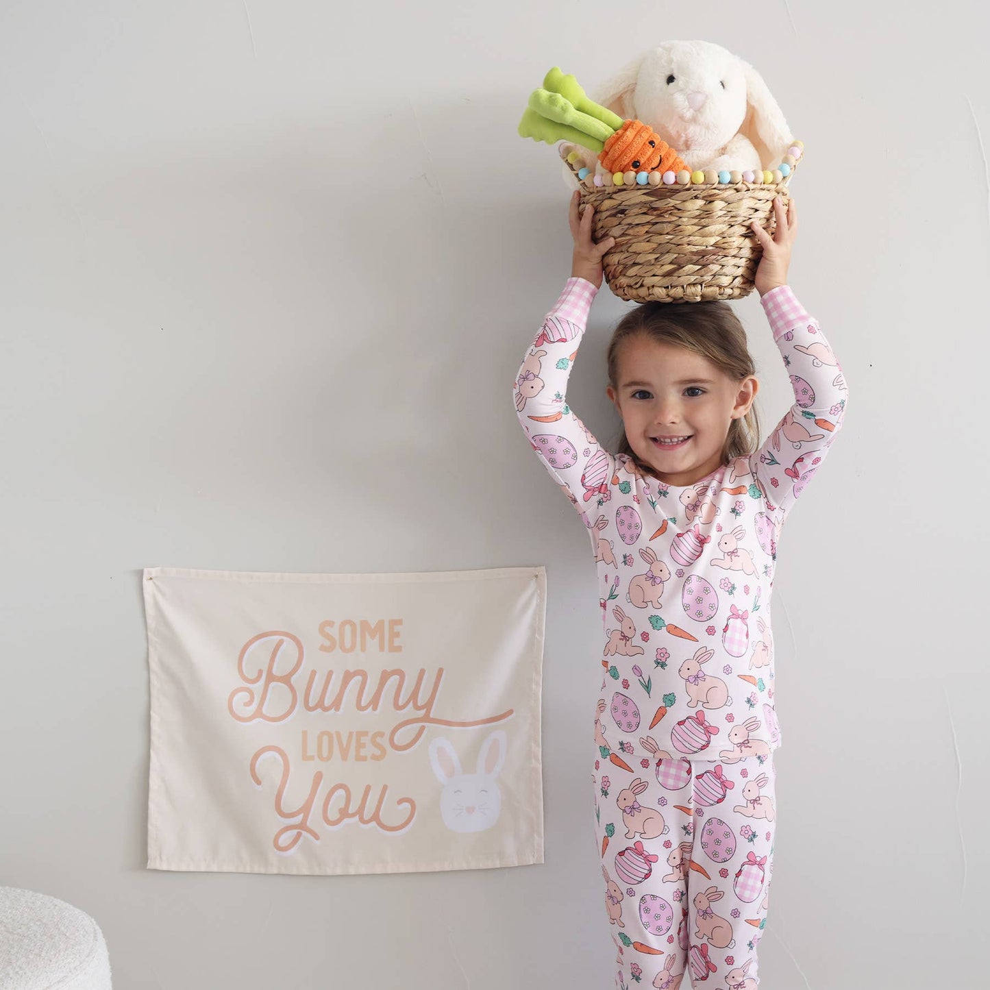 Hoppy Spring Two Piece Pajama Set | Pink