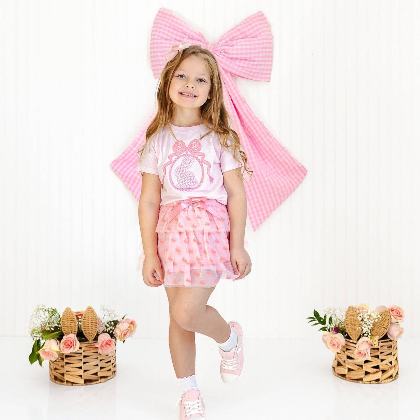 Bunny Locket Pearl Patch Easter Short Sleeve T-Shirt - Kids