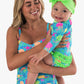 Baby Girls Neon Jelly Time Long Sleeve One Piece Rash Guard Swimsuit with Signature Rear Ruffles