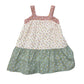 Two-tone dress with three patterns of floral 