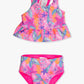 Girls Neon Shimmer Mermaid Reversible Peplum Tankini 2-Piece Swimsuit
