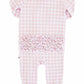 Peter Pan Collar Ruffle Zipper Footie | Rosy Gingham
