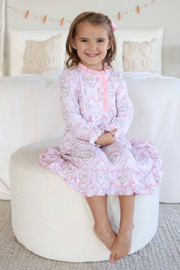 Long Sleeve Princess Ruffle Nightgown | Cottontail Couture