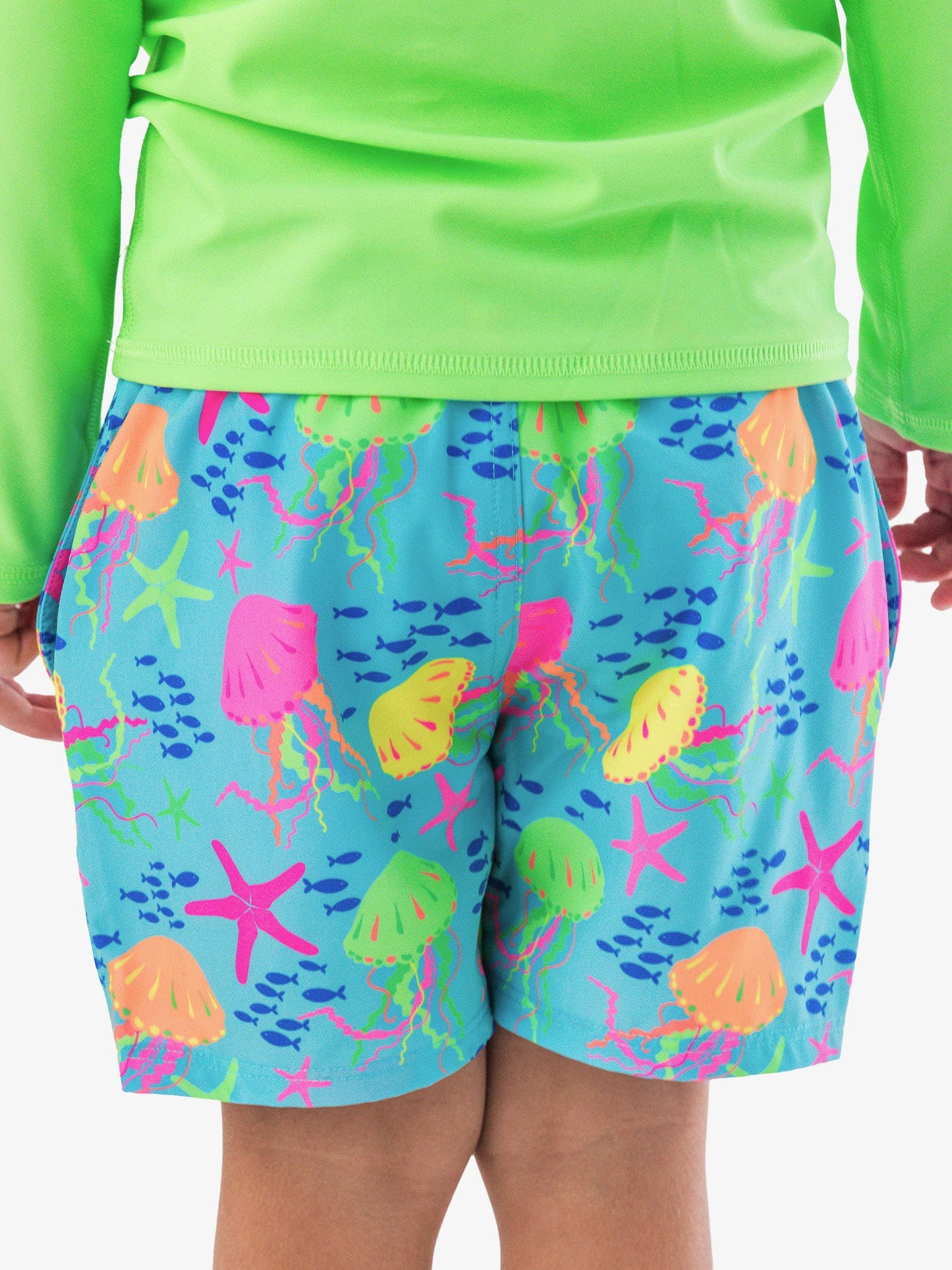 Boys Neon Jelly Time Performance Hybrid Swim Trunks