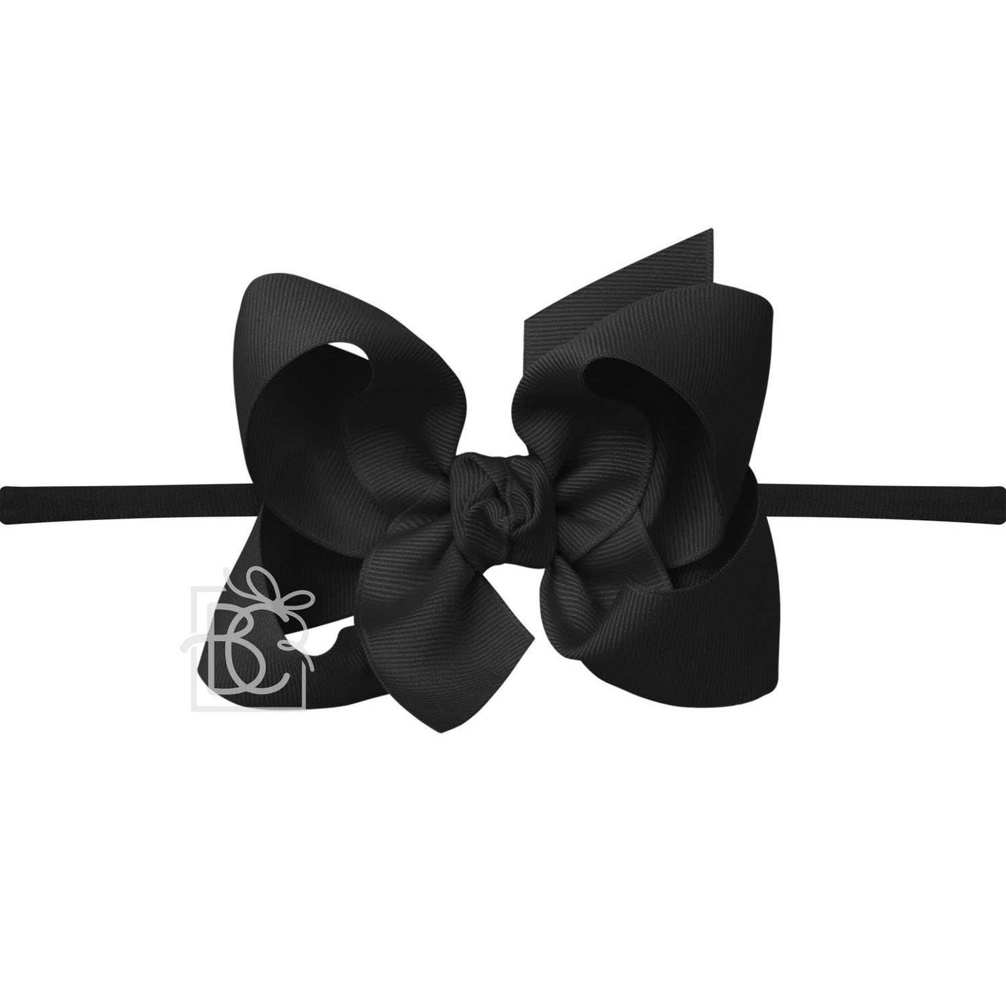 1/4" NYLON PANTYHOSE HEADBAND W/SIGNATURE GROSGRAIN BOW