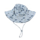 Children's sun hat with fish pattern on a white background